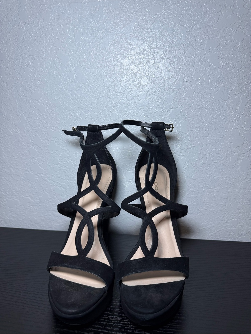 Aldo Black Strappy Platform Heeled Sandals